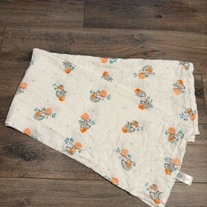 Angel Dear Muslin Swaddle with Teal and Orange Accents, Sloth Print